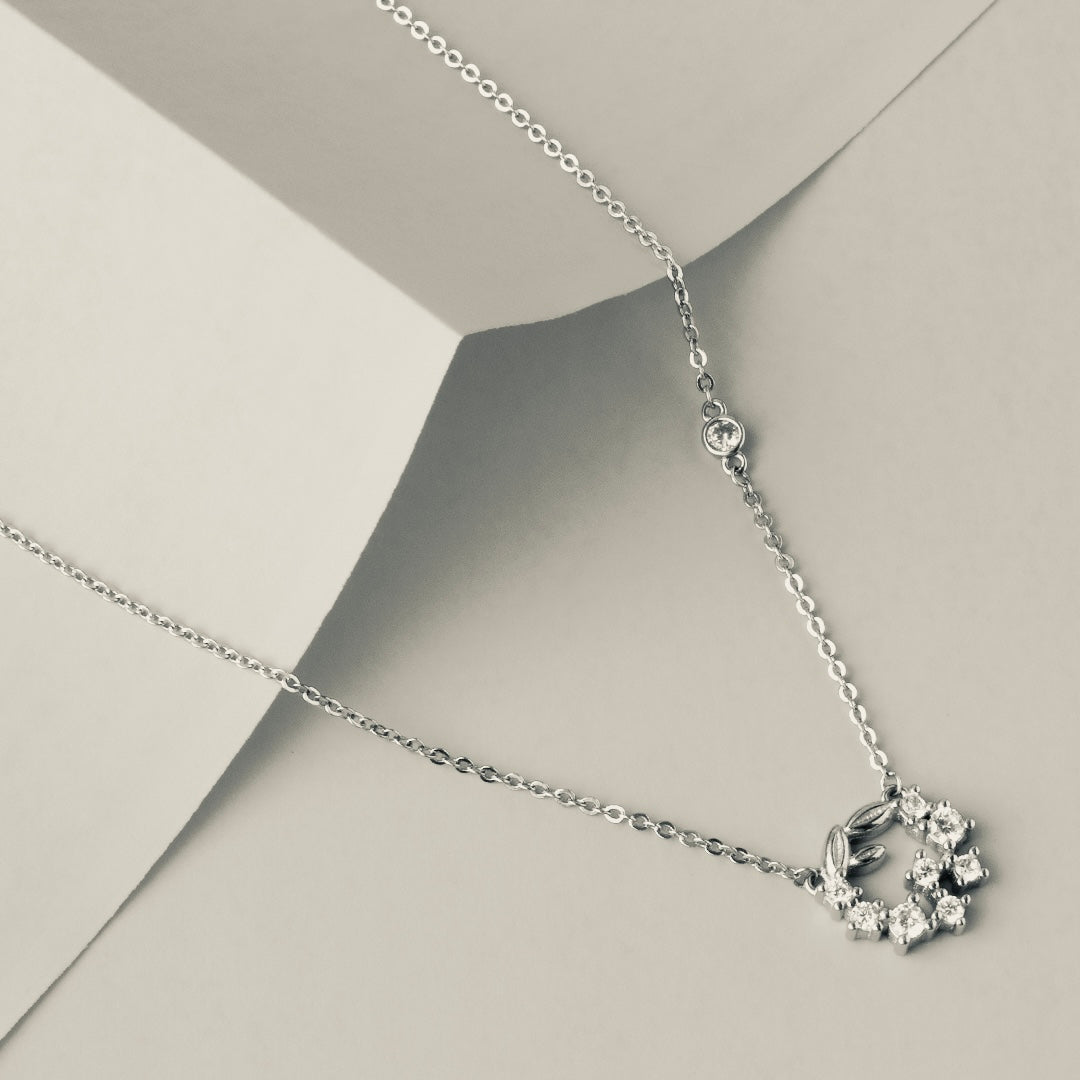 Enchanted Floral Wreath 925 Sterling Silver Necklace