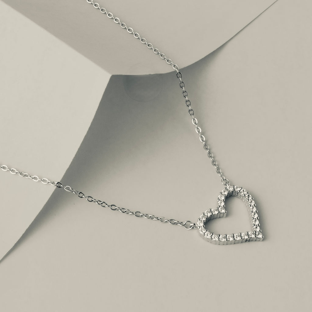 Dazzling Heart 925 Sterling Silver Pendant Necklace