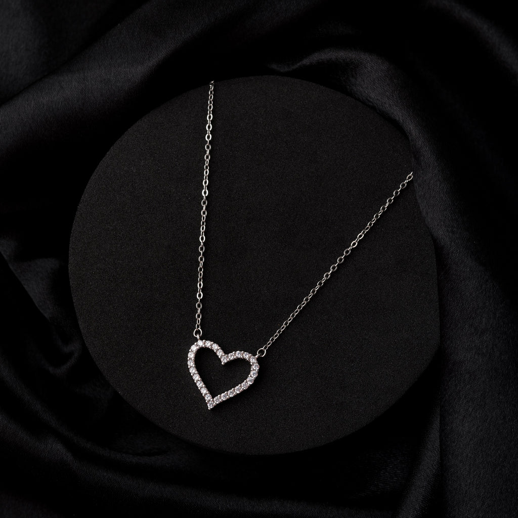 Dazzling Heart 925 Sterling Silver Pendant Necklace