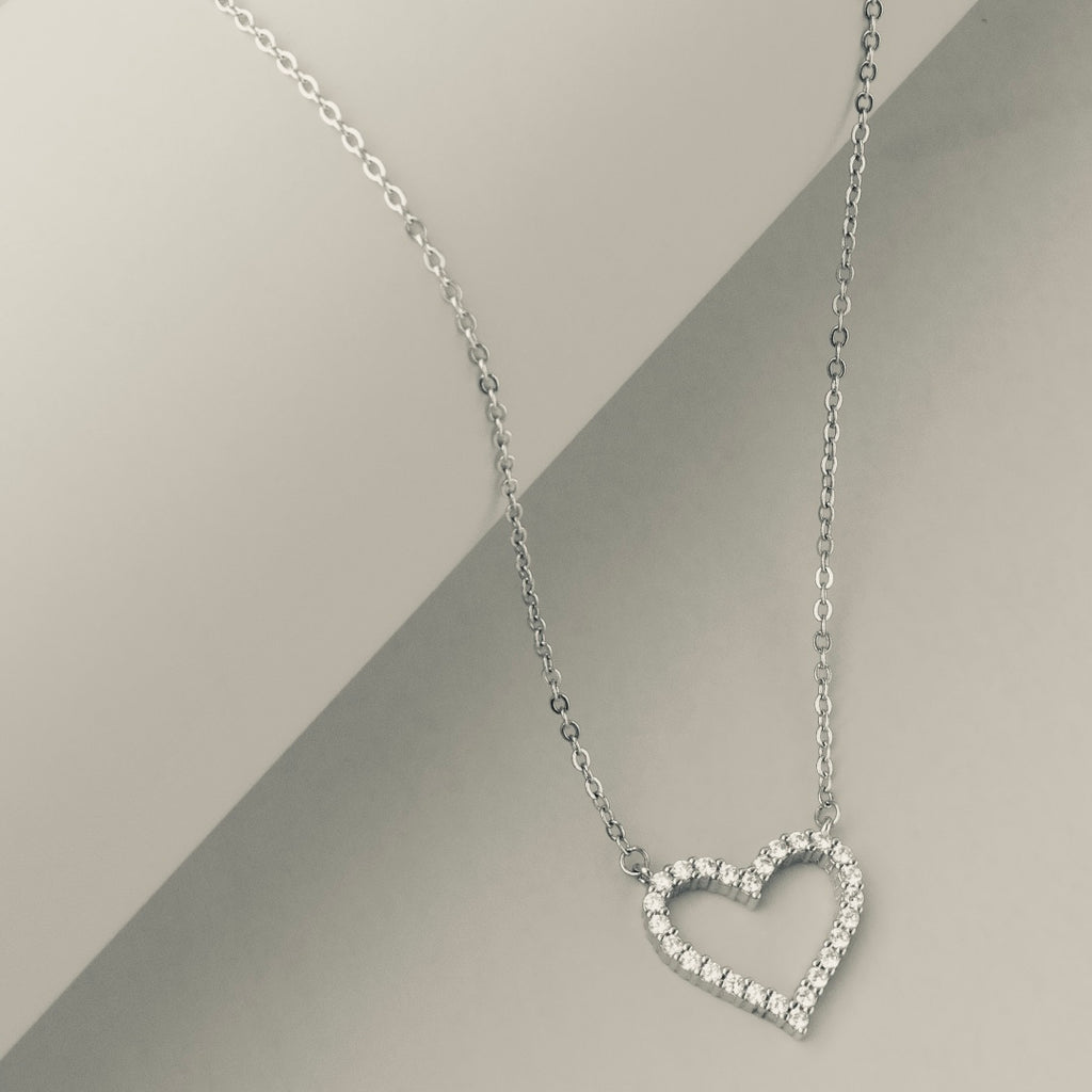 Dazzling Heart 925 Sterling Silver Pendant Necklace
