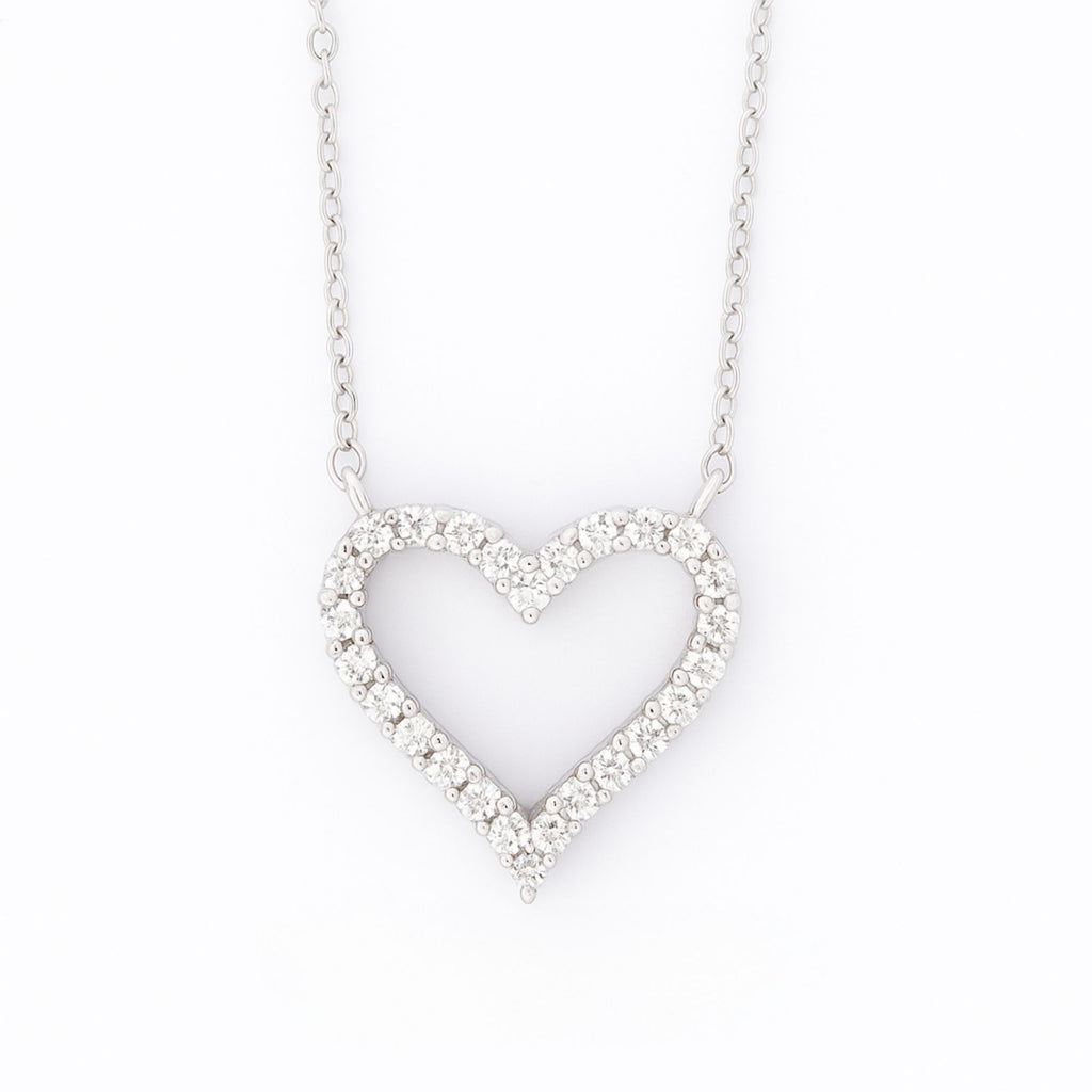 Dazzling Heart 925 Sterling Silver Pendant Necklace