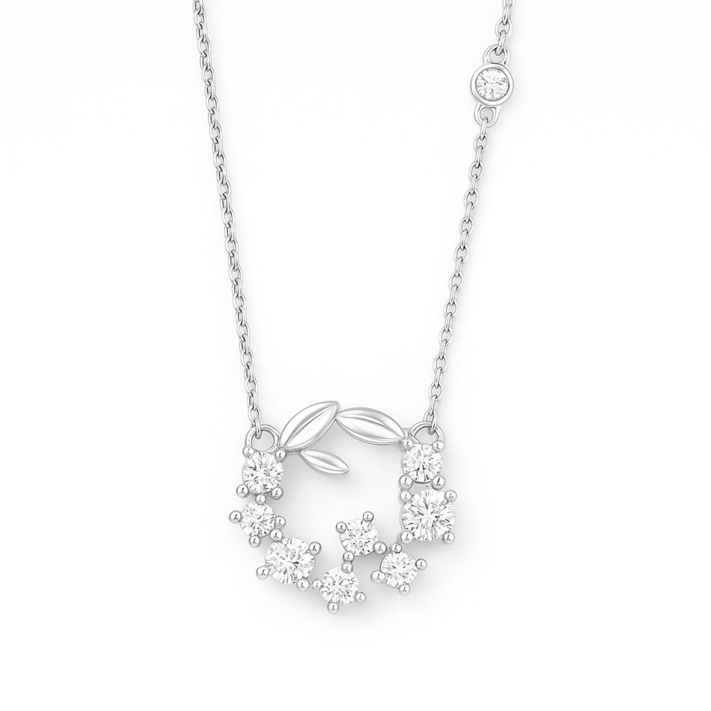 Enchanted Floral Wreath 925 Sterling Silver Necklace